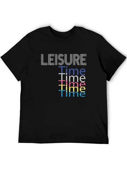 Leisure Time Graphic Tee - Black Cotton Comfort