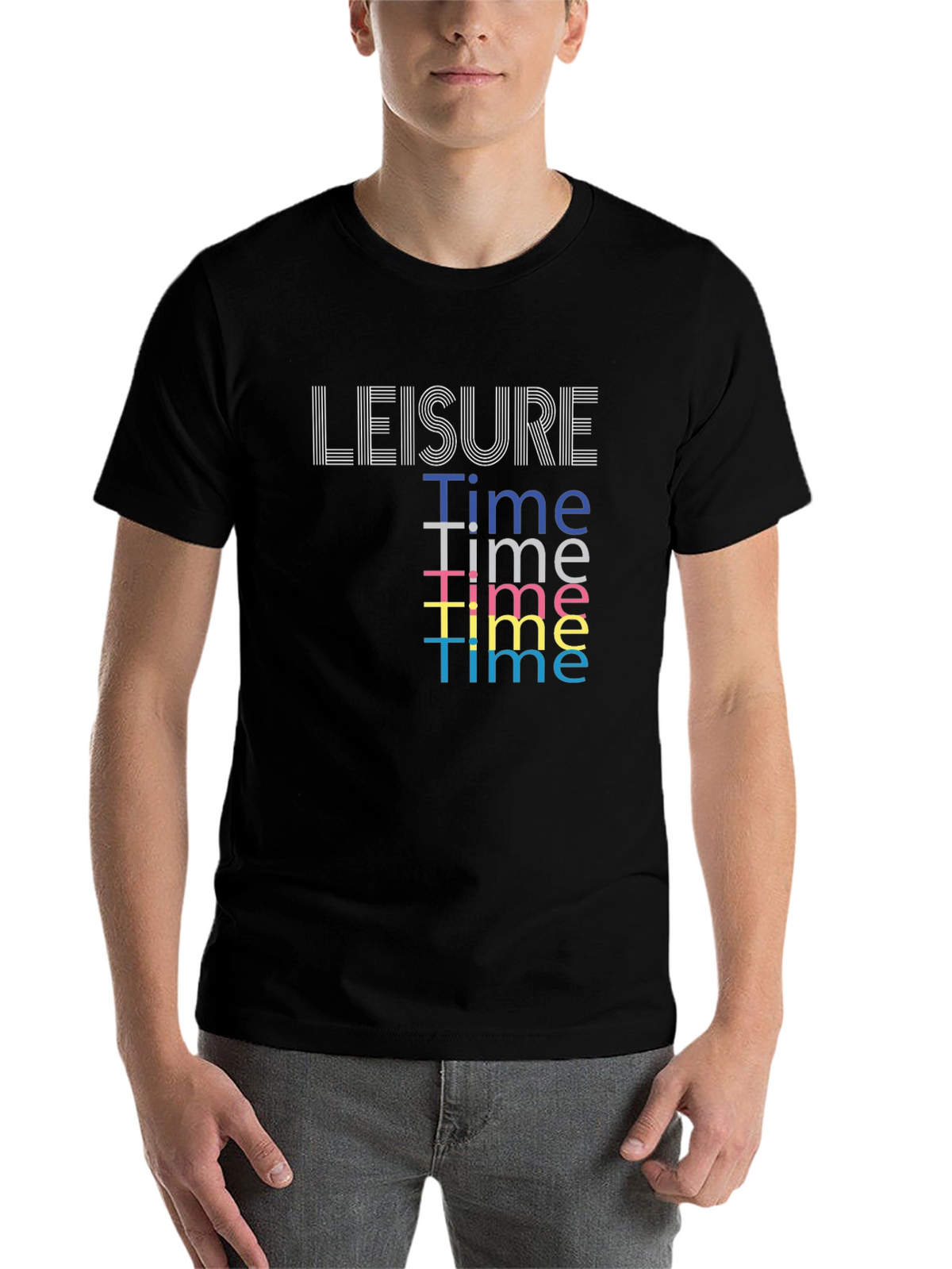 Leisure Time Graphic Tee - Black Cotton Comfort