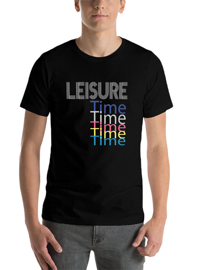 Leisure Time Graphic Tee - Black Cotton Comfort