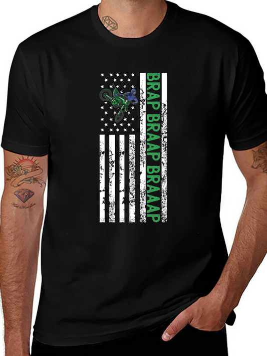 Motocross American Flag Graphic T-Shirt