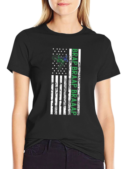 Motocross American Flag Graphic T-Shirt