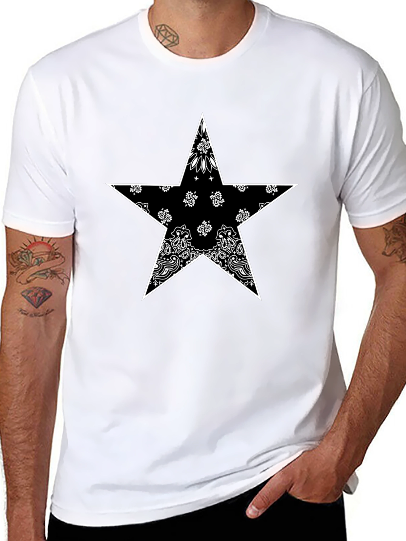 Bandana Star Graphic T-Shirt - Black