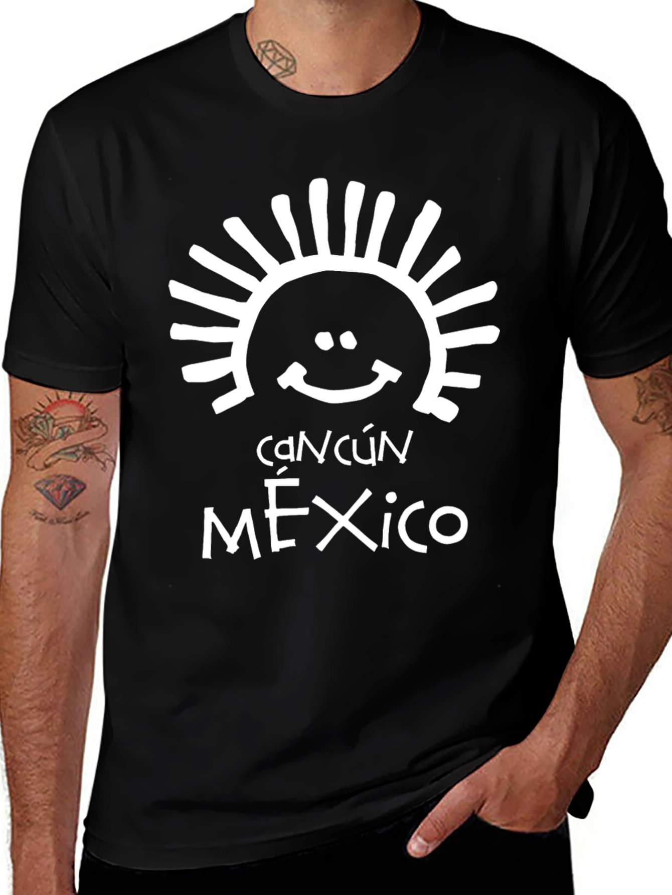 Cancún Mexico T-Shirt - Black Cotton Blend Tee