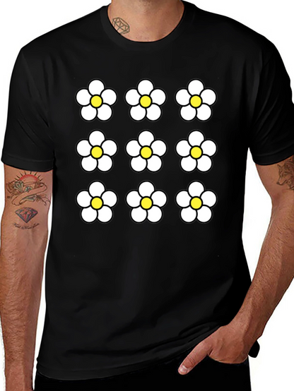 Floral Pattern Black Graphic Tee