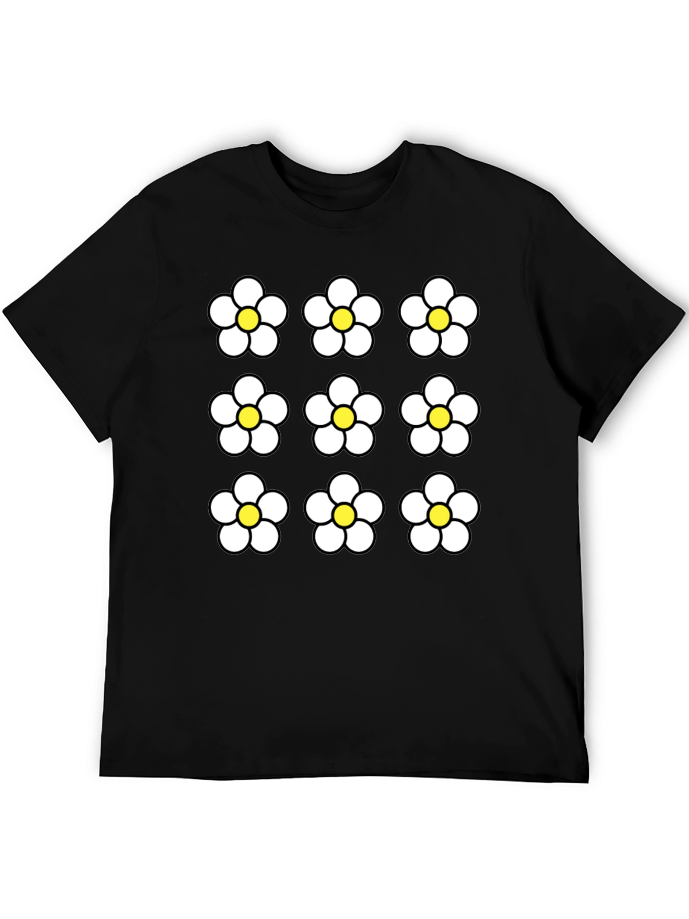 Floral Pattern Black Graphic Tee
