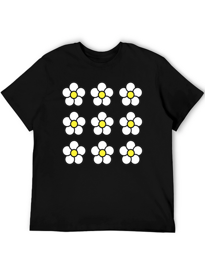 Floral Pattern Black Graphic Tee
