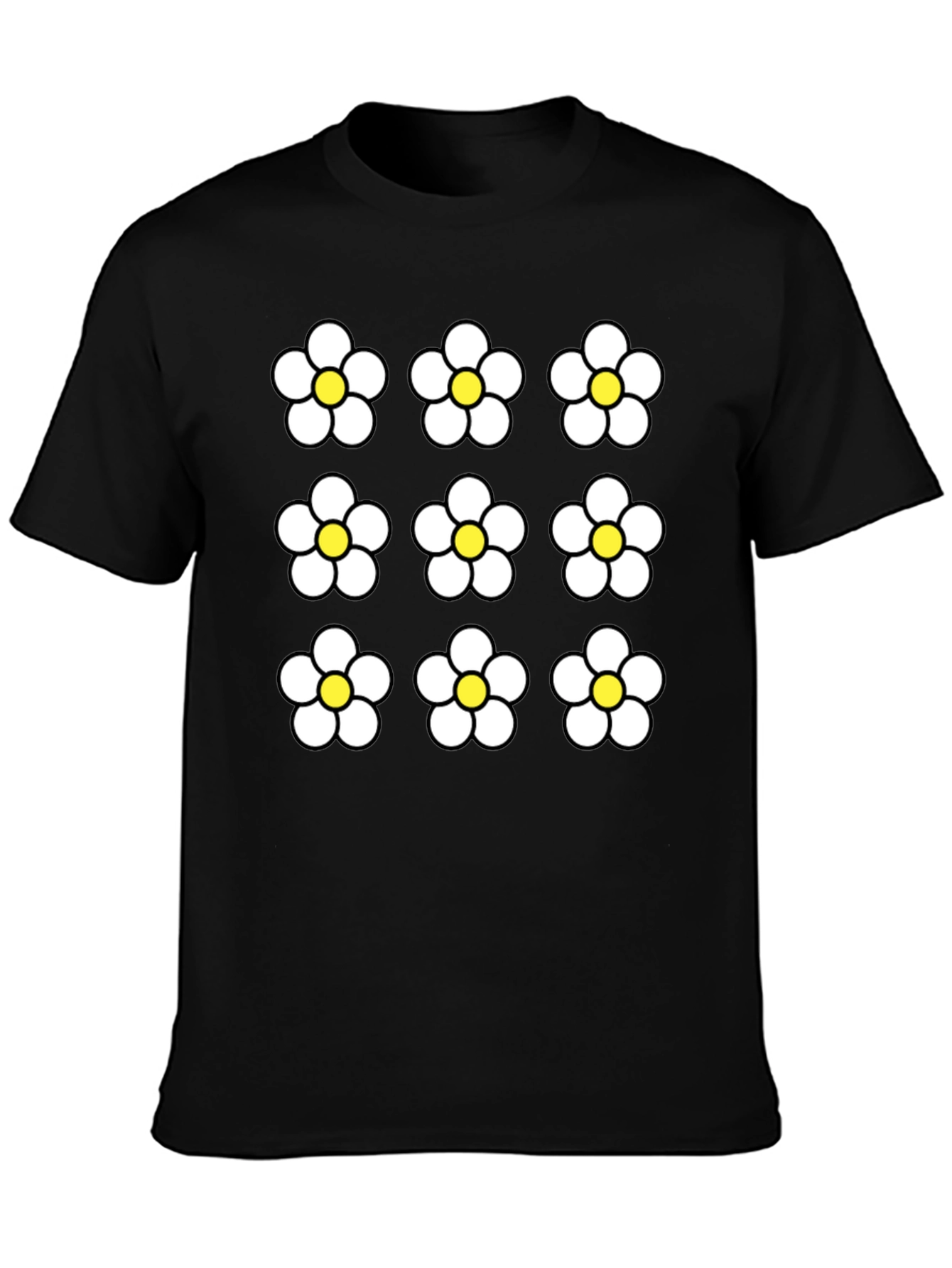 Floral Pattern Black Graphic Tee