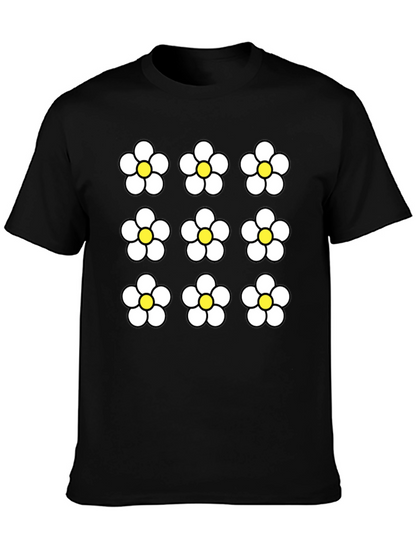 Floral Pattern Black Graphic Tee