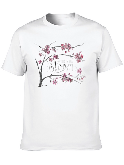 Bloom Cherry Blossom Graphic Black T-Shirt