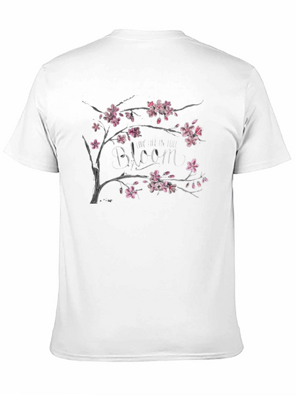 Bloom Cherry Blossom Graphic Black T-Shirt