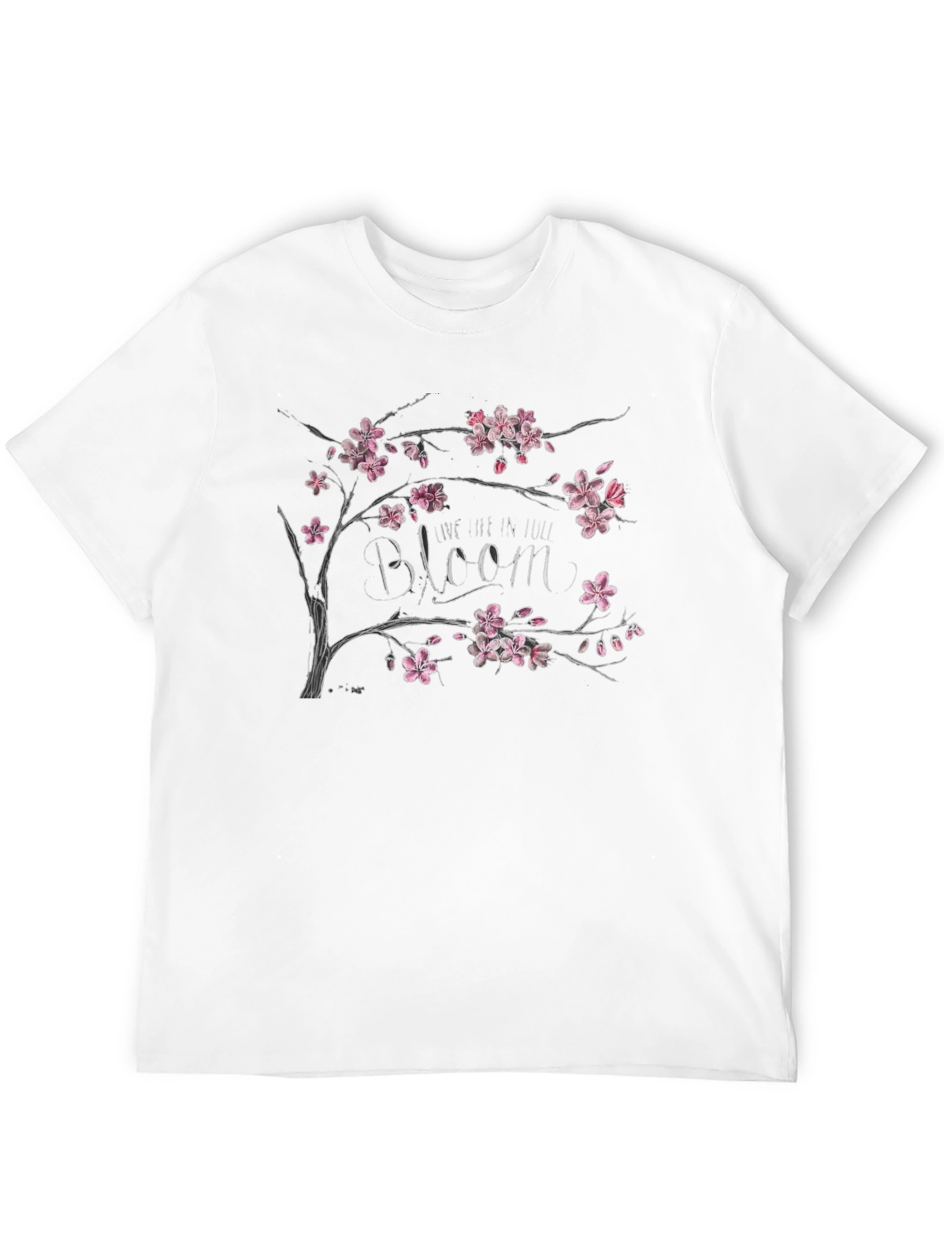 Bloom Cherry Blossom Graphic Black T-Shirt