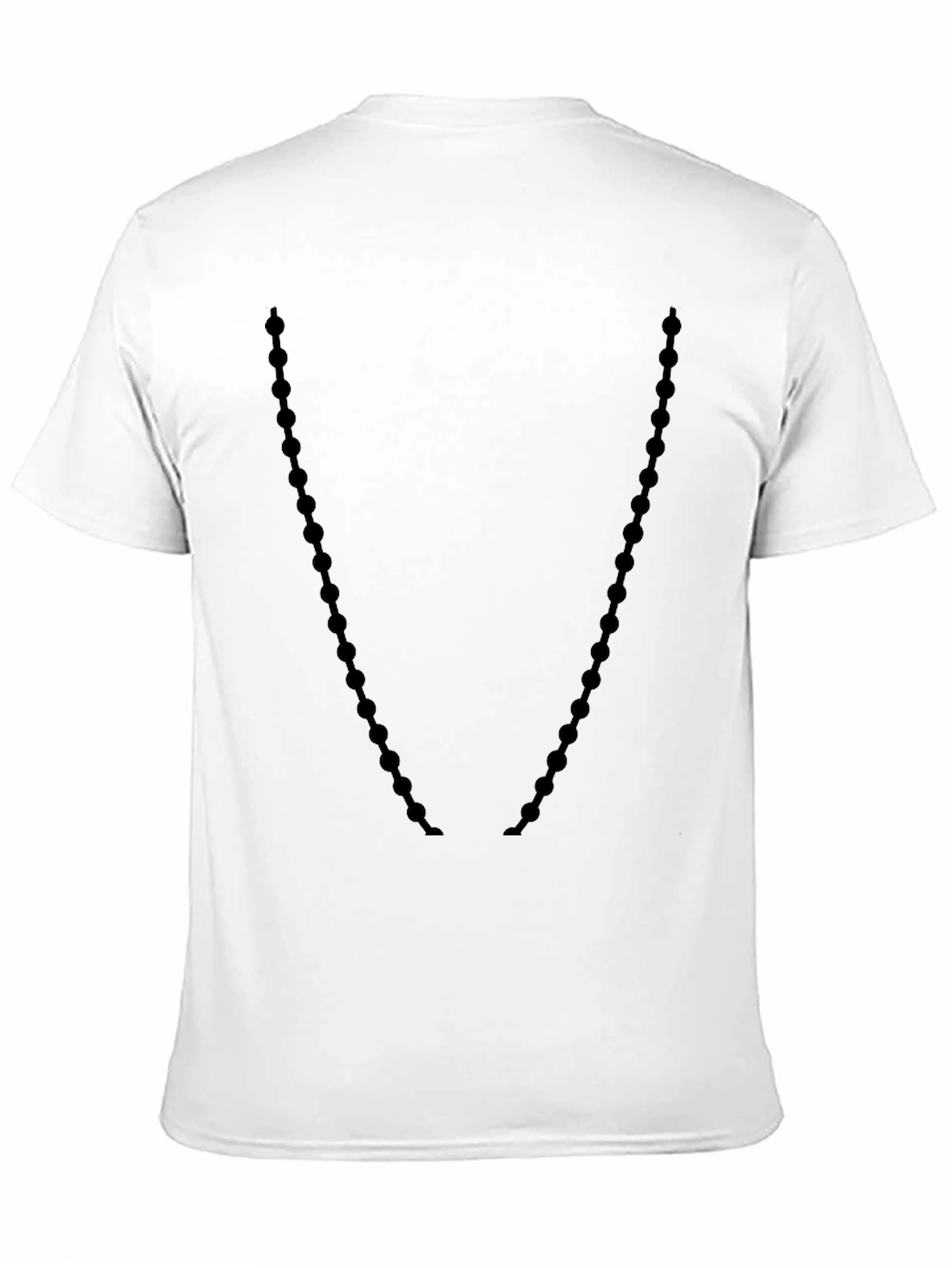 Mens Black Crewneck T-Shirt with Beaded Necklace Design