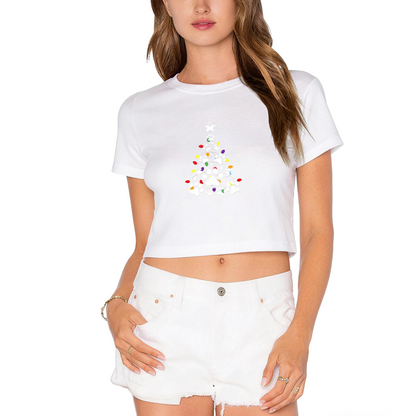 Paw Print Christmas Tree Cute Girl Crop Top