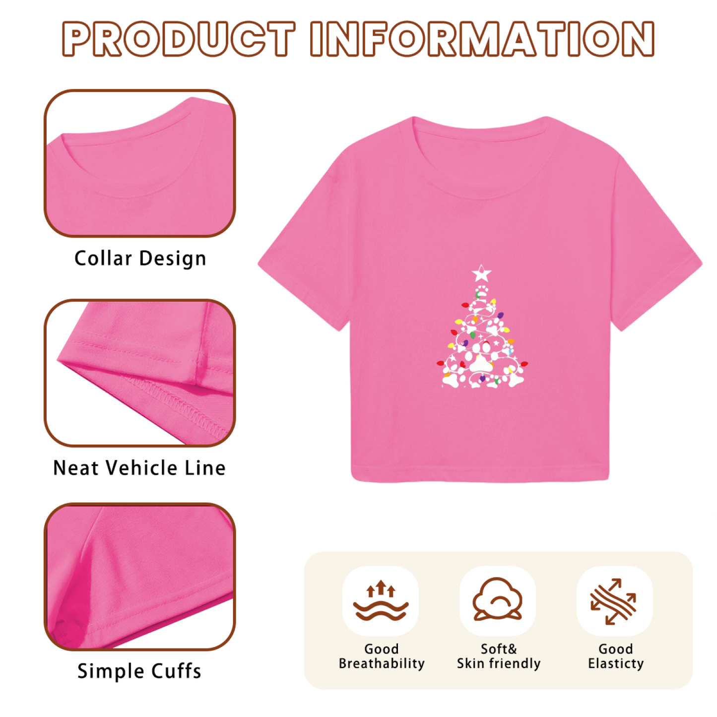 Paw Print Christmas Tree Cute Girl Crop Top