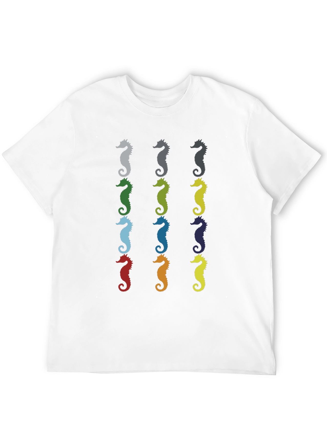 Seahorse Pattern Mens Black T-Shirt