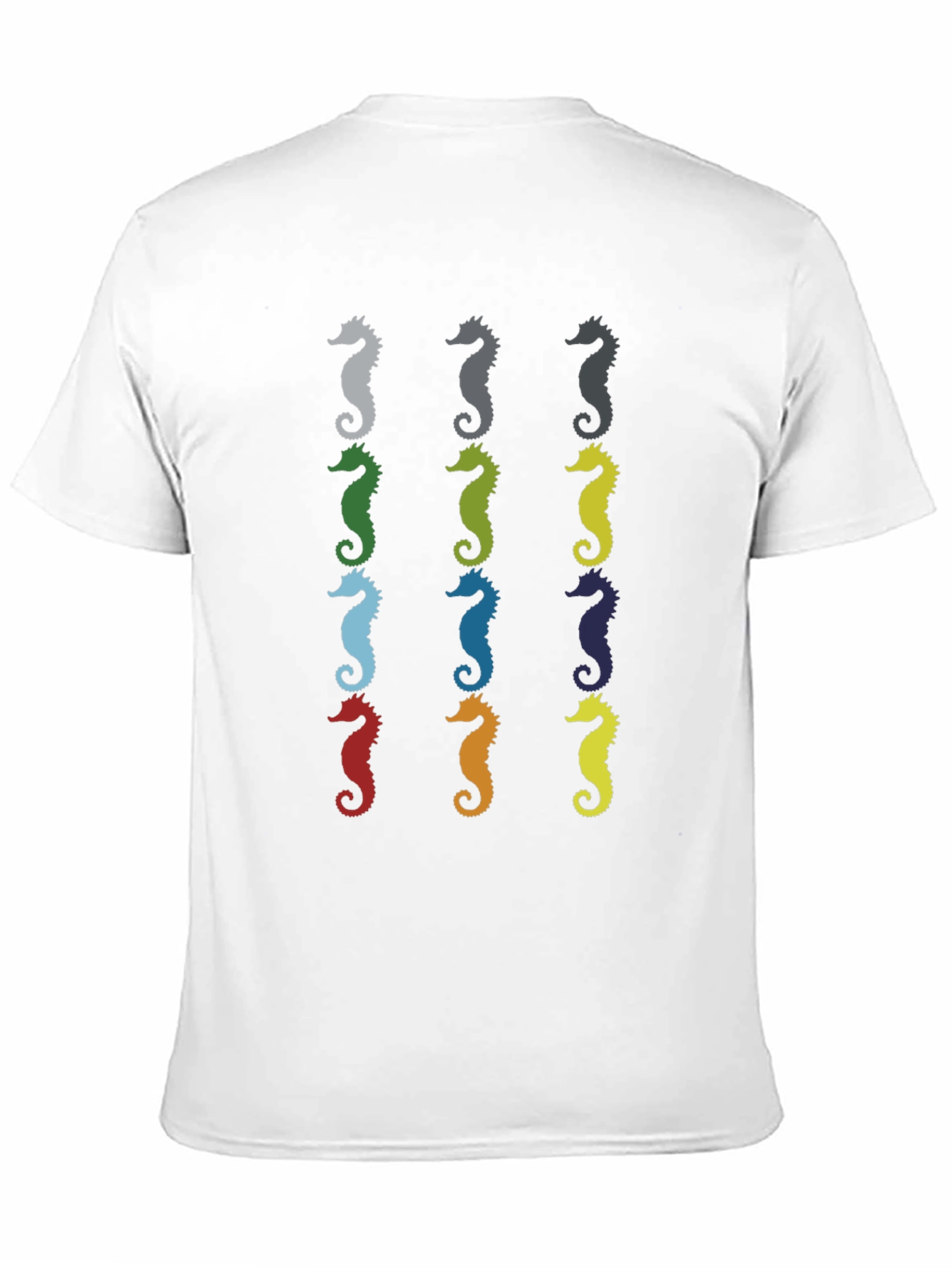 Seahorse Pattern Mens Black T-Shirt