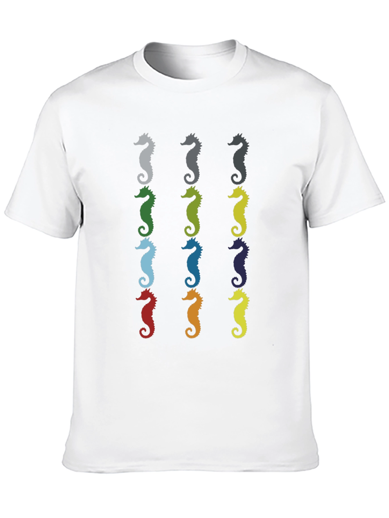 Seahorse Pattern Mens Black T-Shirt