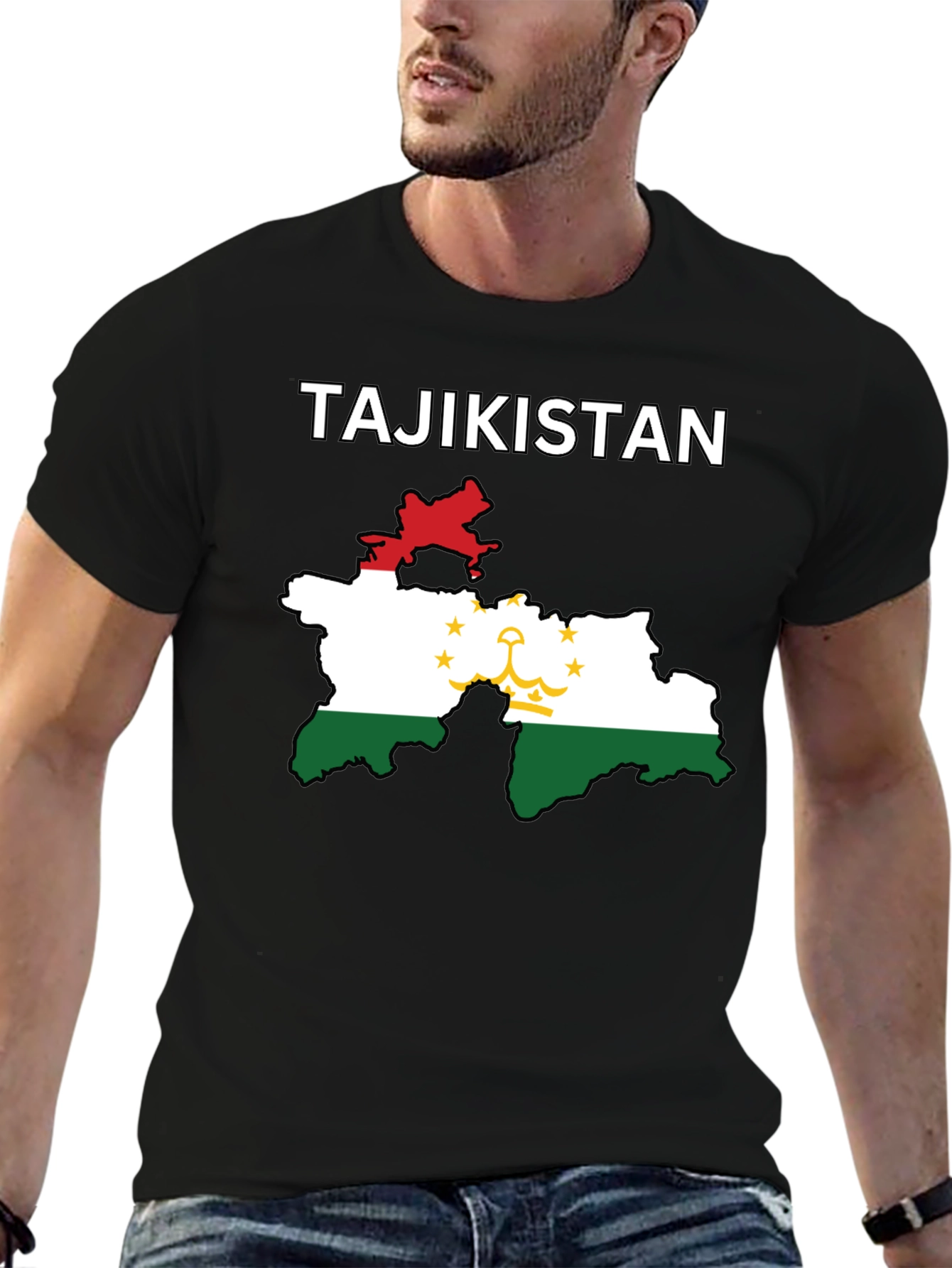 Tajikistan Flag Map T-Shirt