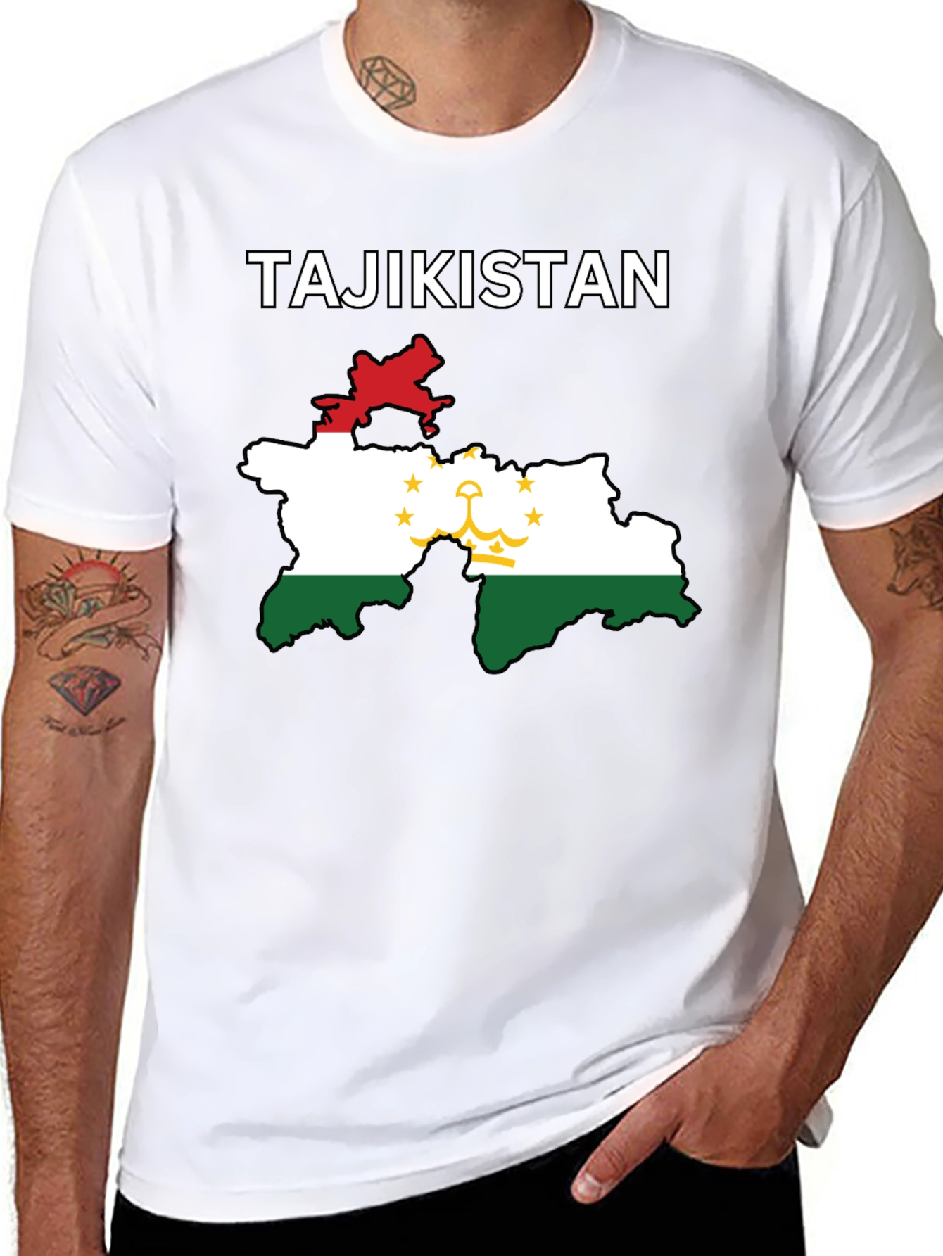 Tajikistan Flag Map T-Shirt