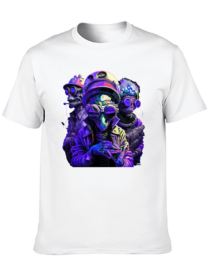 Retro Alien Crew Graphic Black T-Shirt