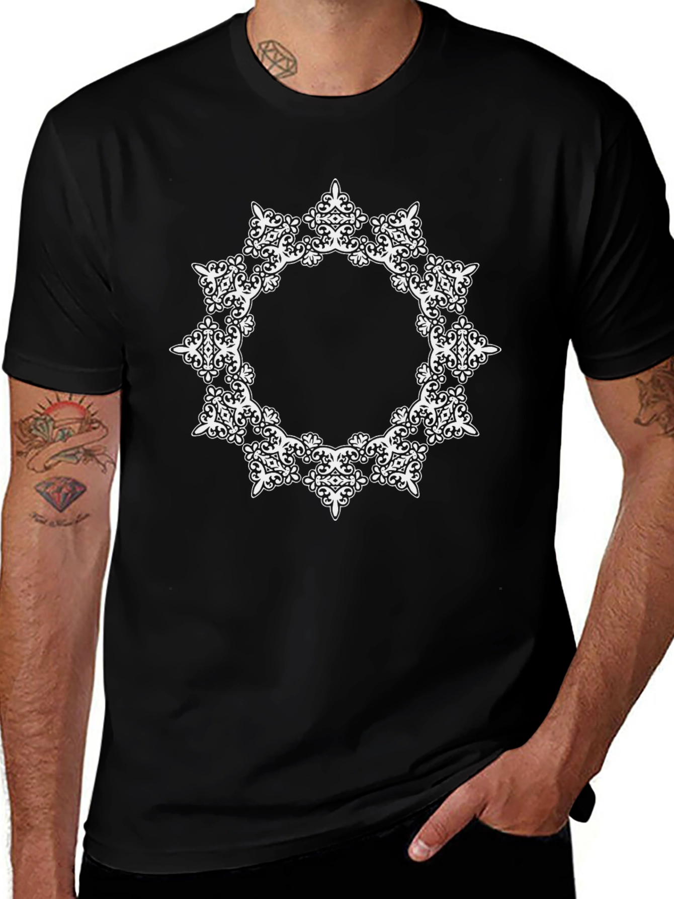Modern Mandala Graphic Black Tee