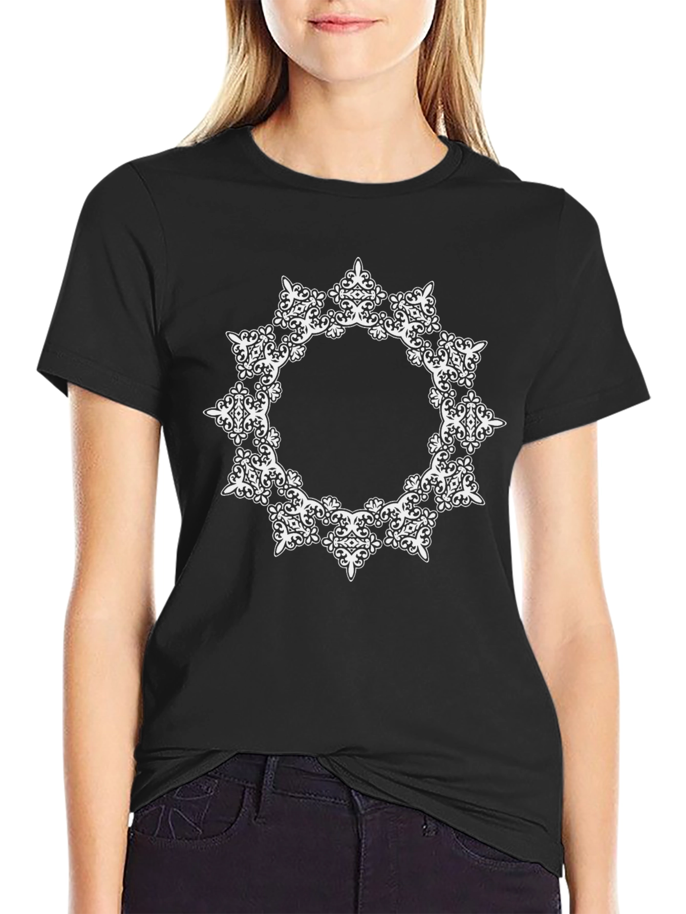 Modern Mandala Graphic Black Tee