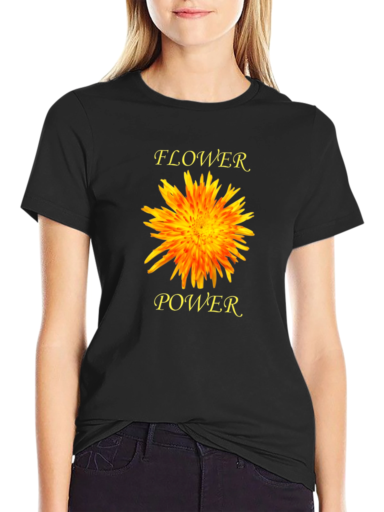 Flower Power Graphic T-Shirt - Black