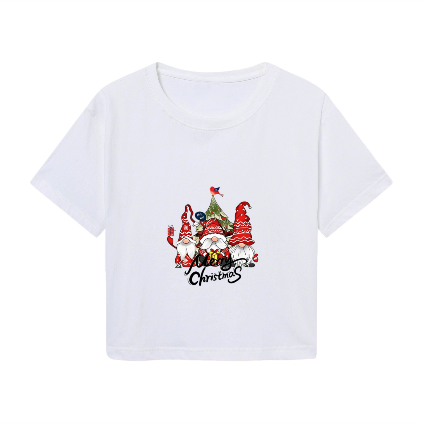 Adorable Three Gnomes Merry X?mas Women Crop Top