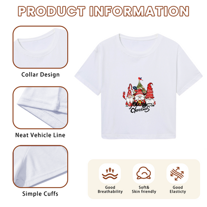 Adorable Three Gnomes Merry X?mas Women Crop Top