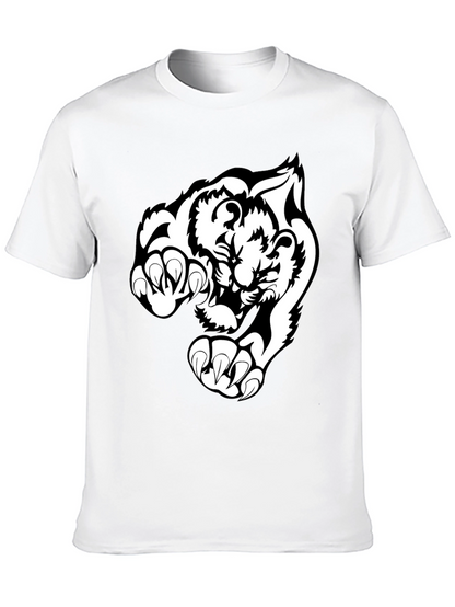 Black T-Shirt with White Tiger Graphic