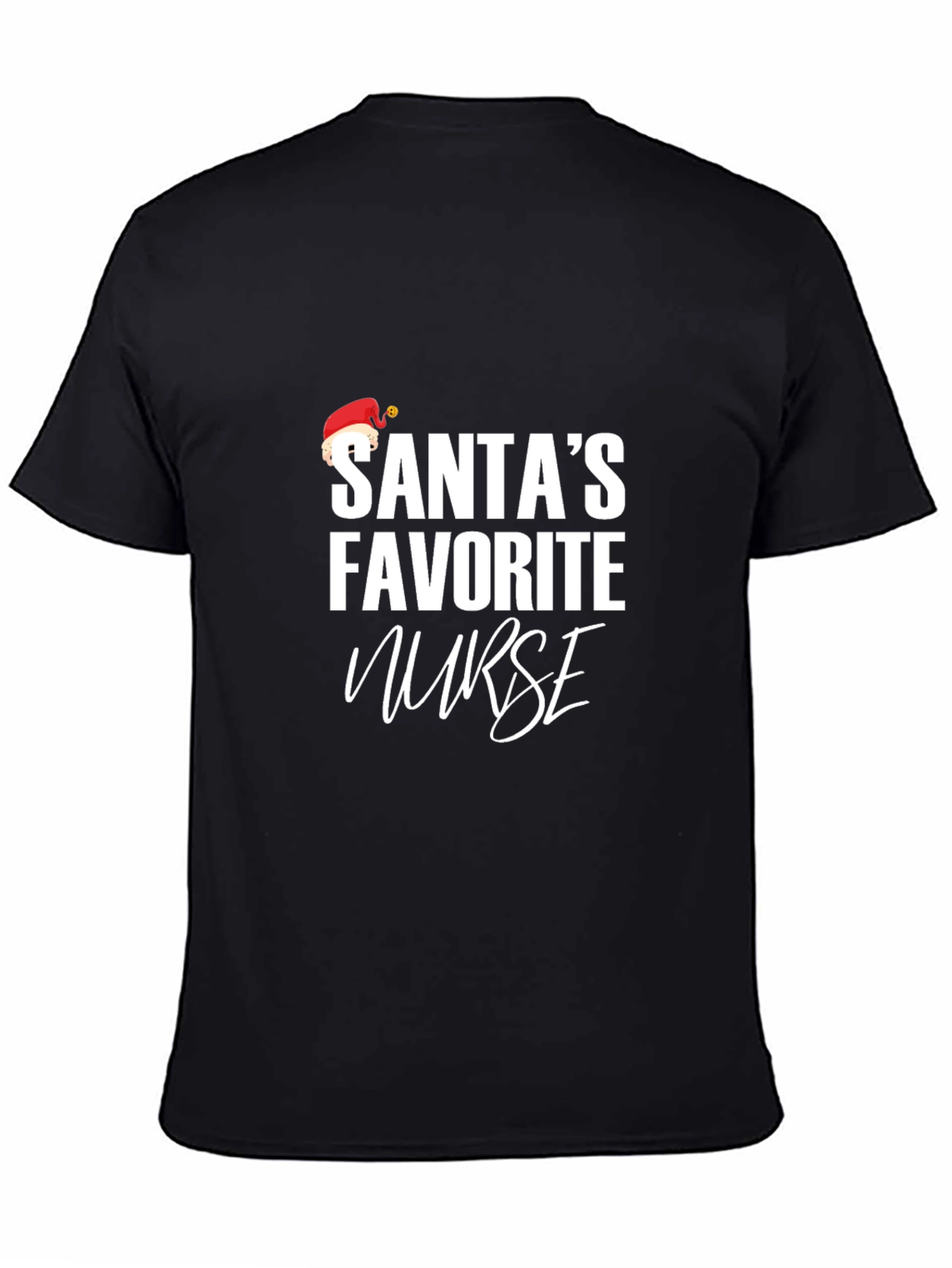 Santas Favorite Nurse Black T-Shirt