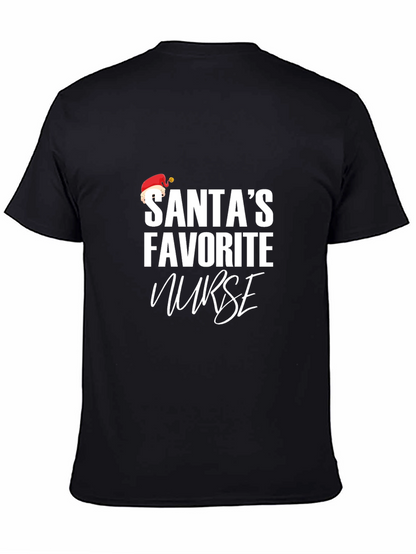 Santas Favorite Nurse Black T-Shirt