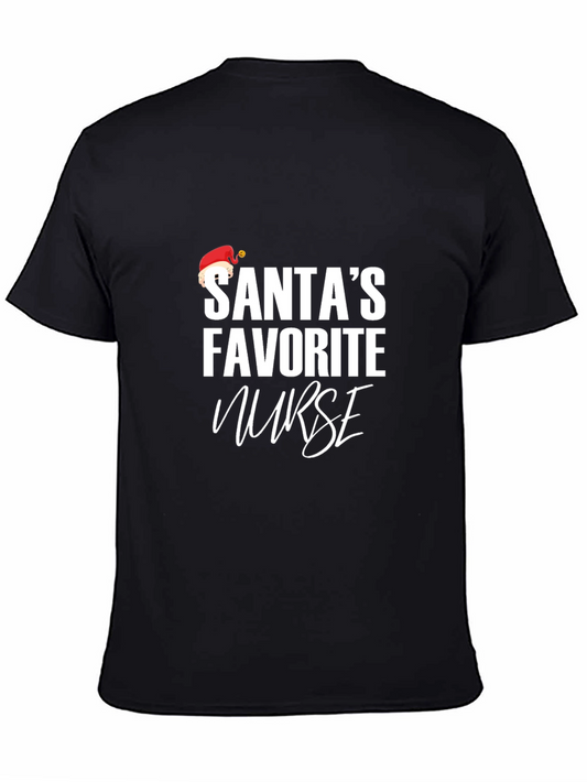 Santas Favorite Nurse Black T-Shirt