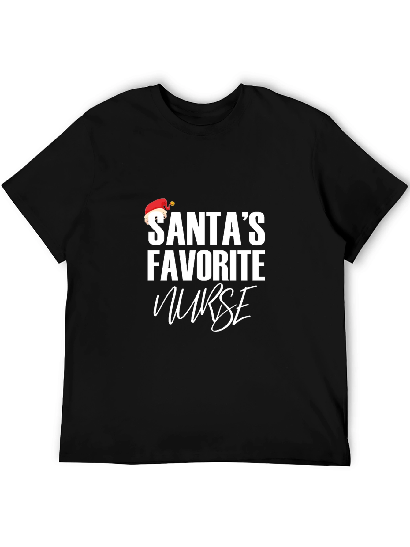 Santas Favorite Nurse Black T-Shirt