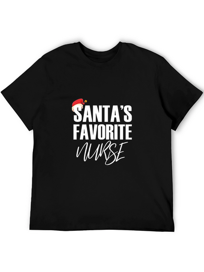 Santas Favorite Nurse Black T-Shirt