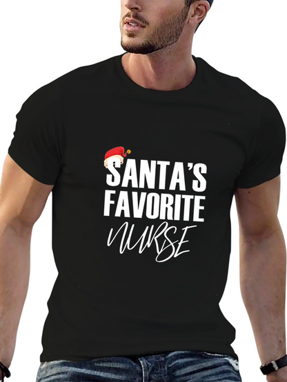 Santas Favorite Nurse Black T-Shirt