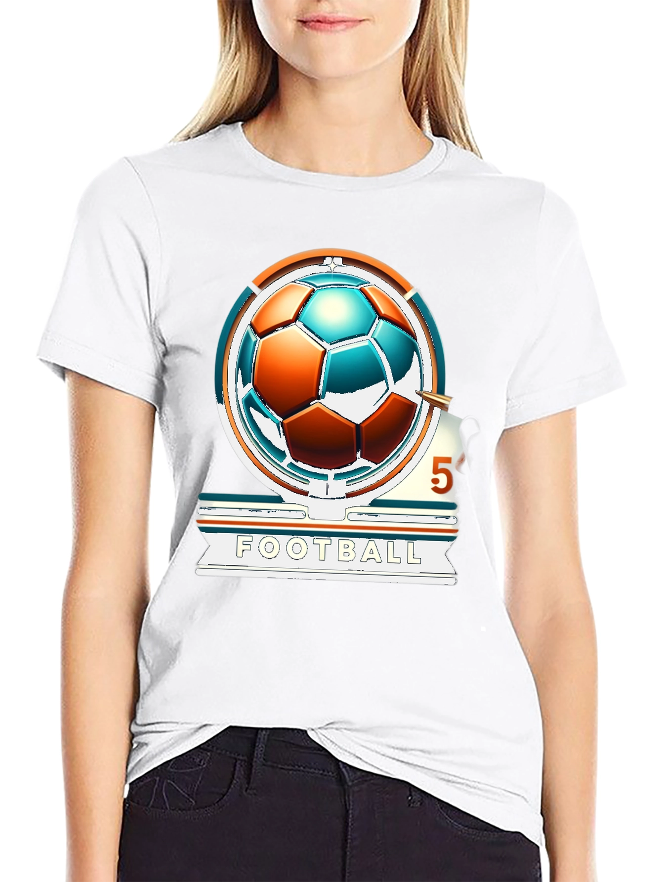 Football Graphic T-Shirt - Black Cotton Tee