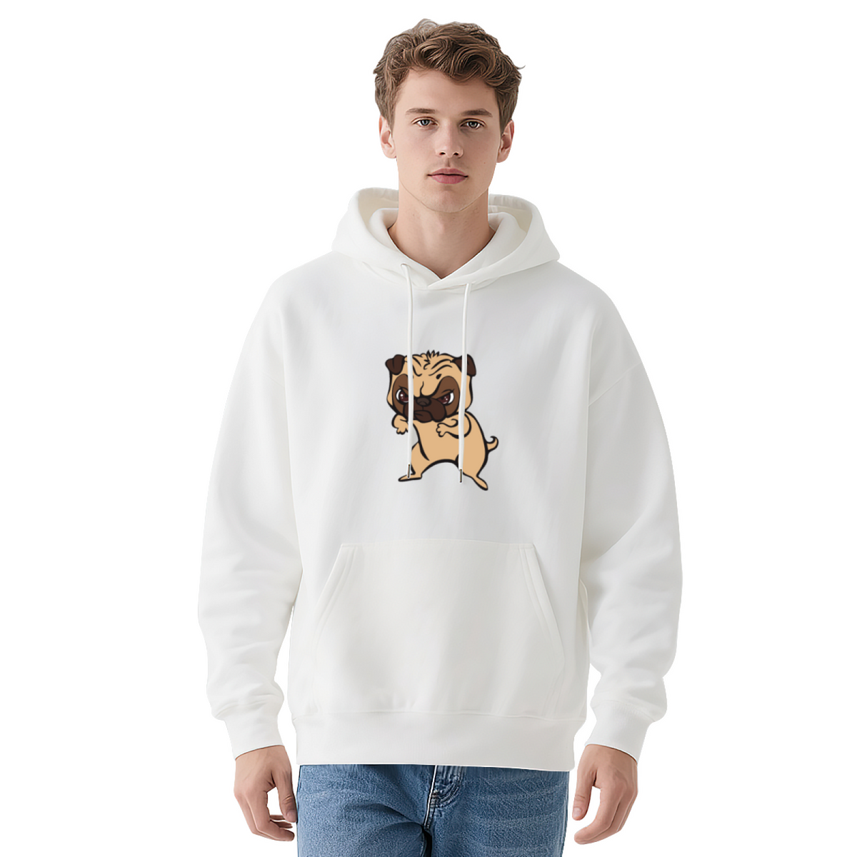 Funny Grumpy Pug Fighting Cartoon Hoodie