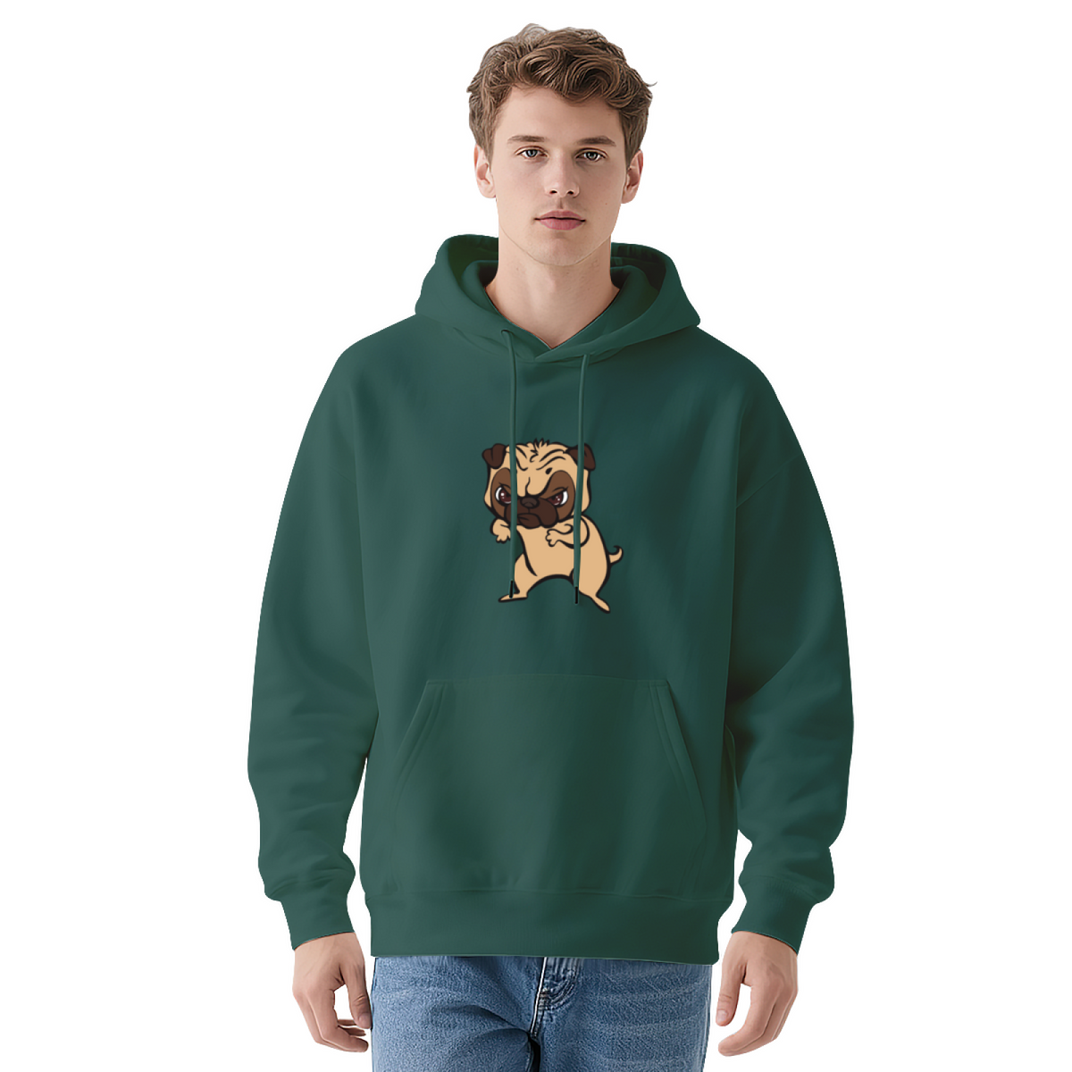 Funny Grumpy Pug Fighting Cartoon Hoodie