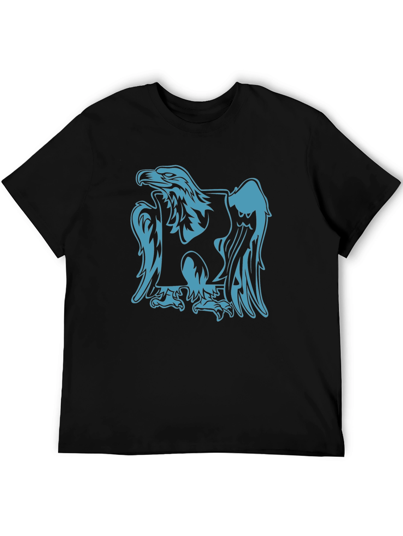 Black Tee with Blue Eagle Graphic