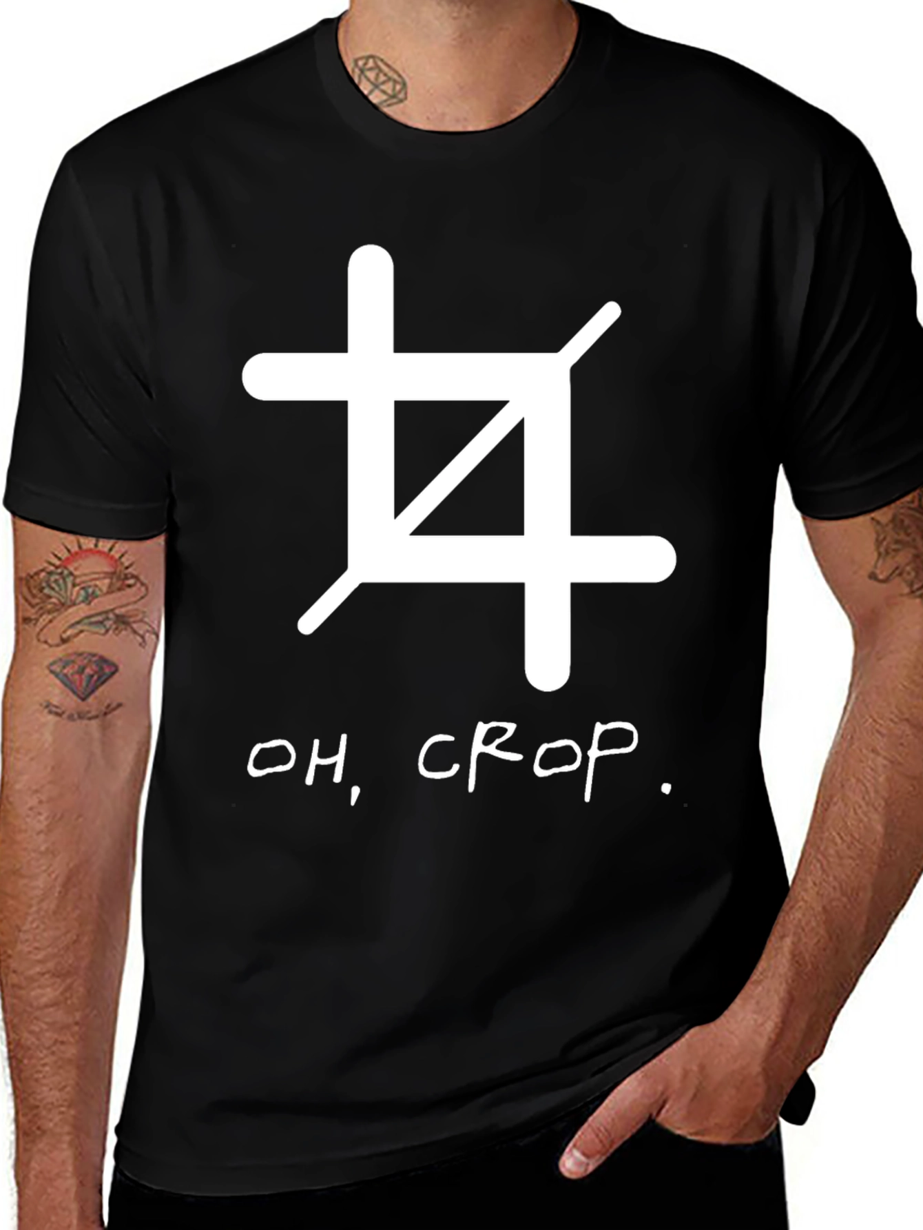 Oh Crop! Black Graphic Tee