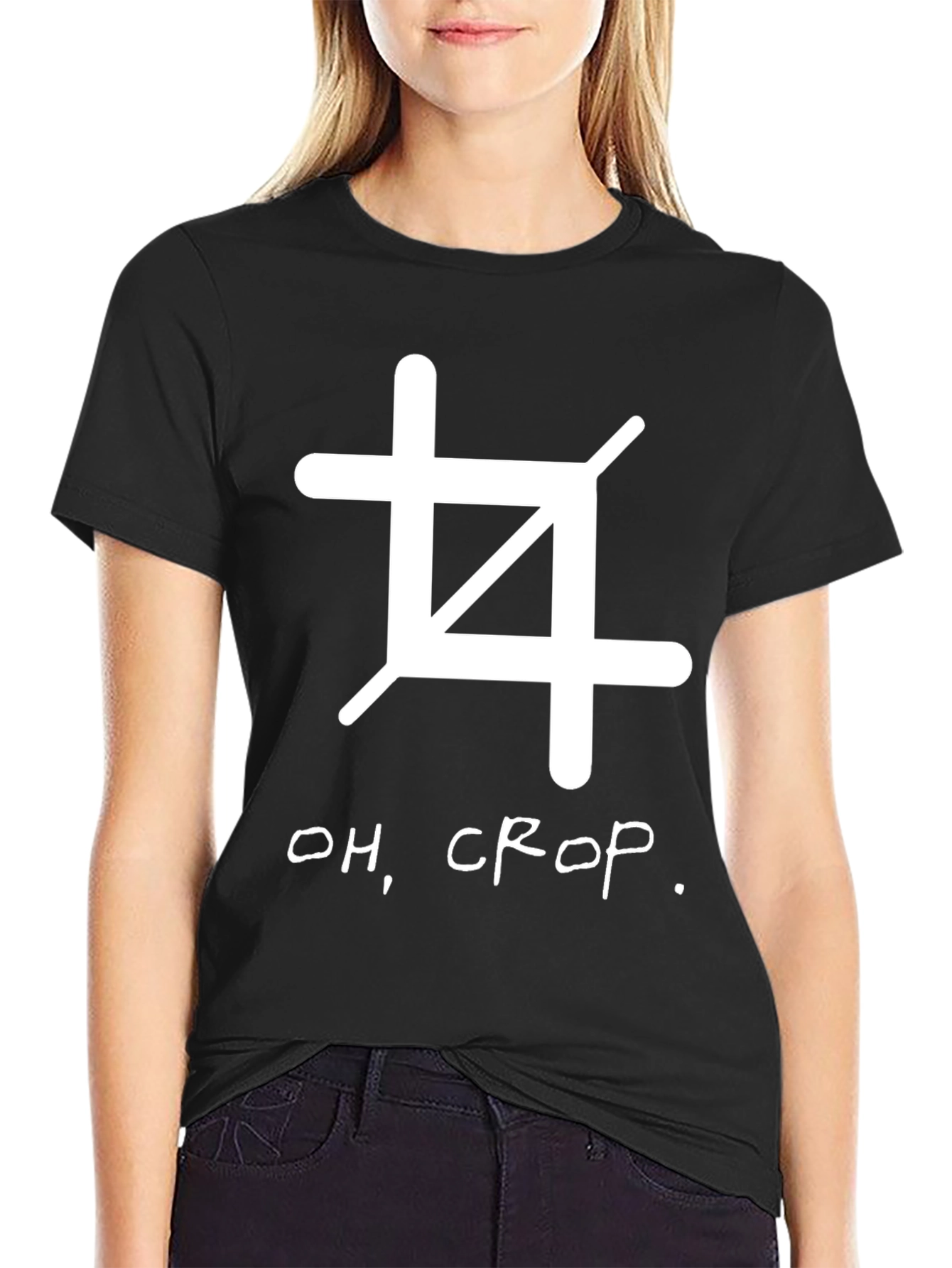 Oh Crop! Black Graphic Tee