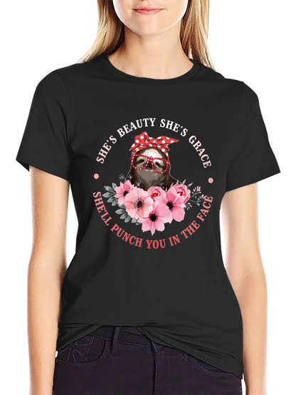 Sloth Beauty Grace Punch T-Shirt - Funny Womens Tee