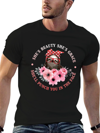 Sloth Beauty Grace Punch T-Shirt - Funny Womens Tee