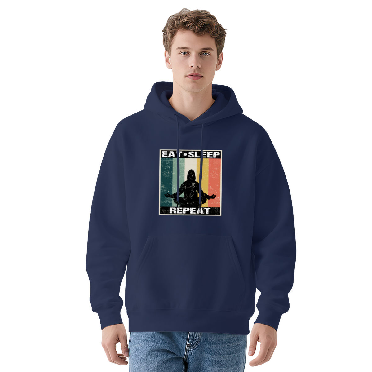 Eat Sleep Repeat Meditate Vintage Hoodie