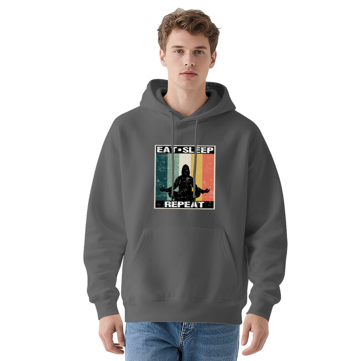 Eat Sleep Repeat Meditate Vintage Hoodie