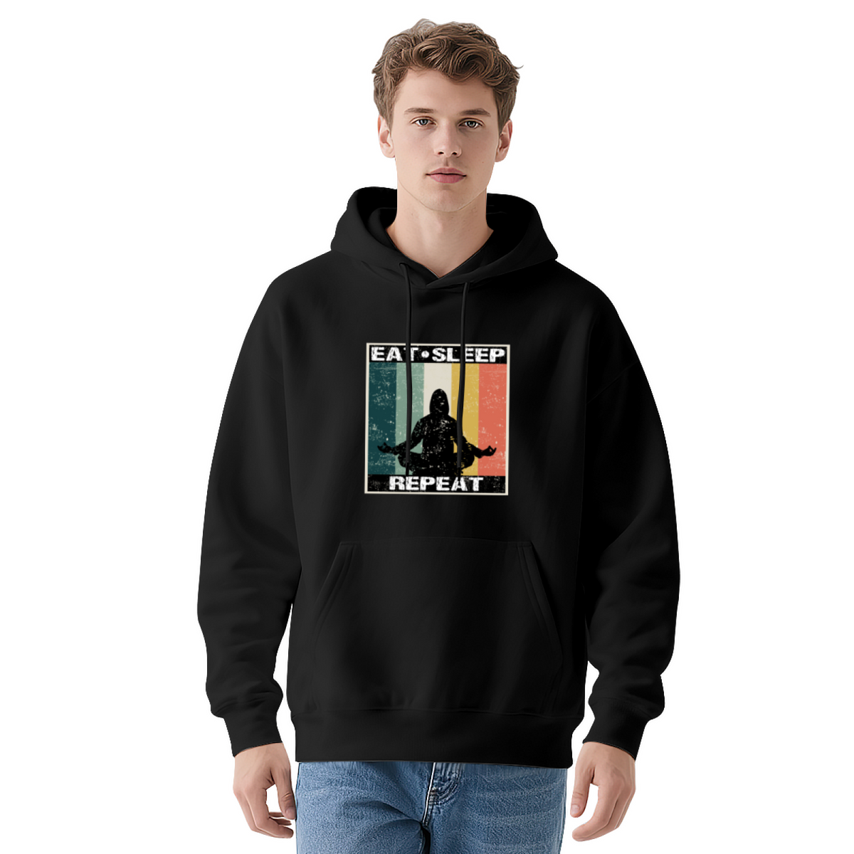 Eat Sleep Repeat Meditate Vintage Hoodie
