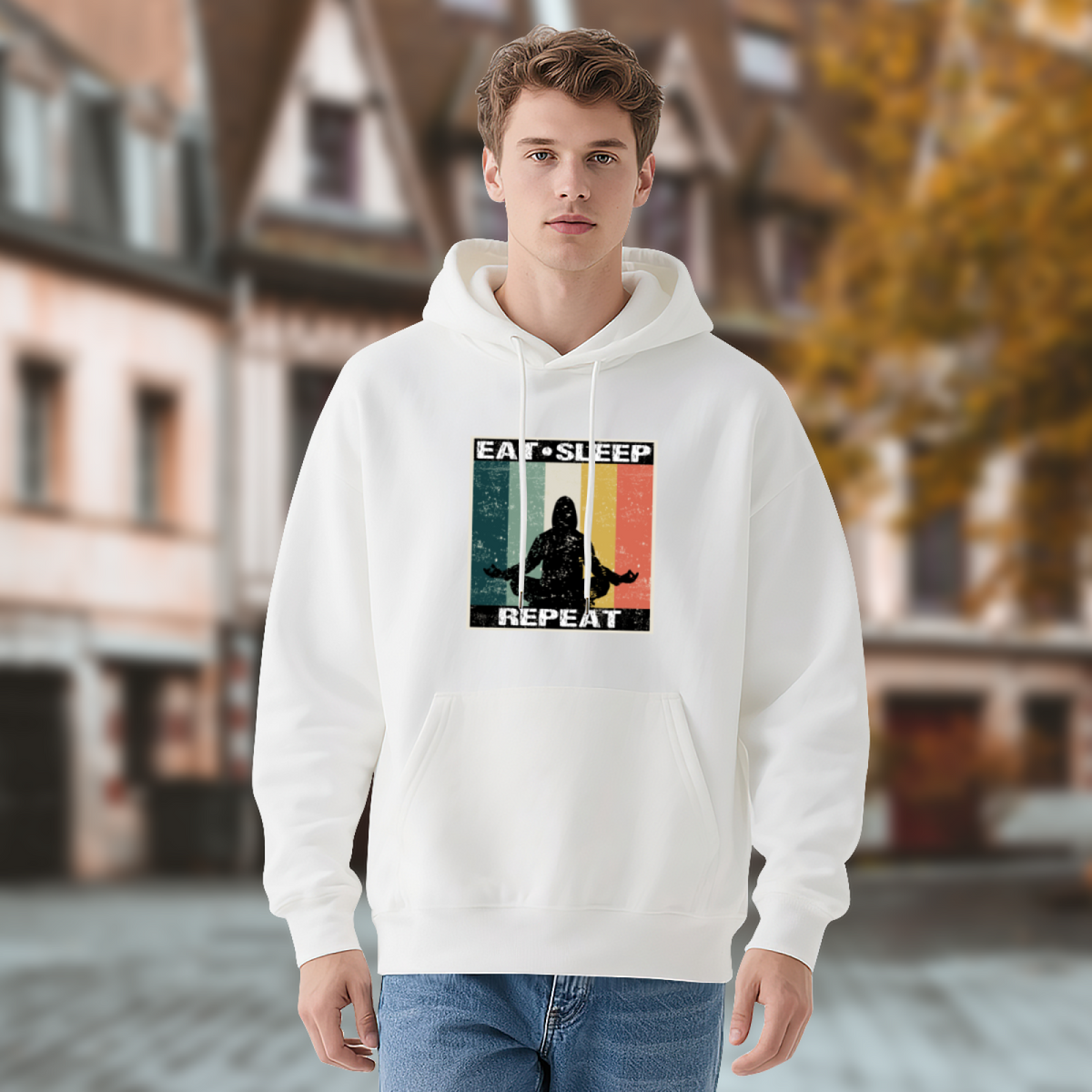 Eat Sleep Repeat Meditate Vintage Hoodie