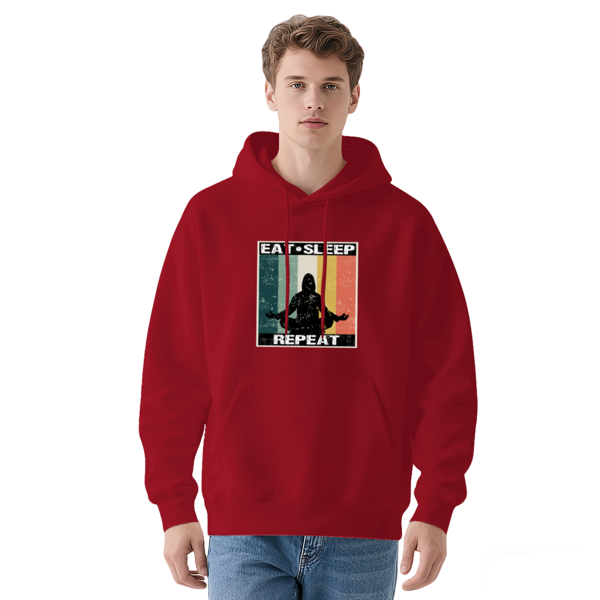 Eat Sleep Repeat Meditate Vintage Hoodie