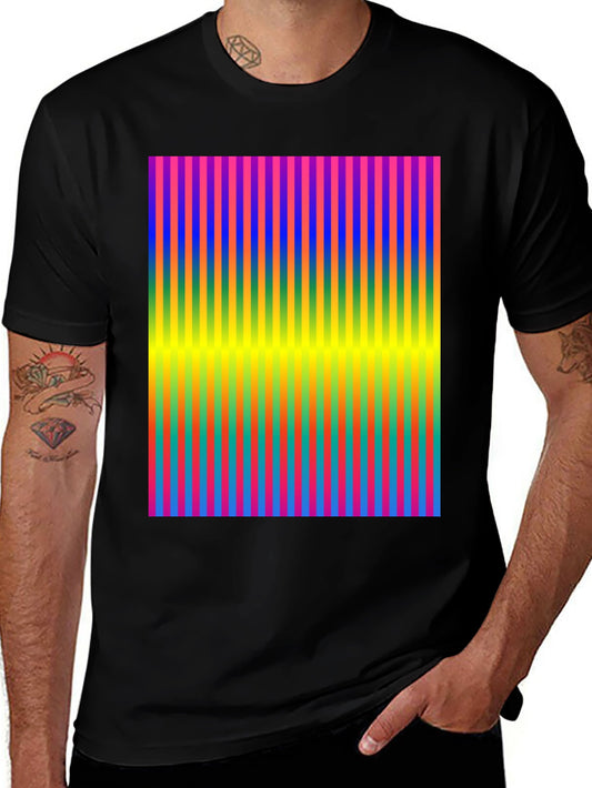 Retro Stripe Graphic Tee - Vibrant Colors